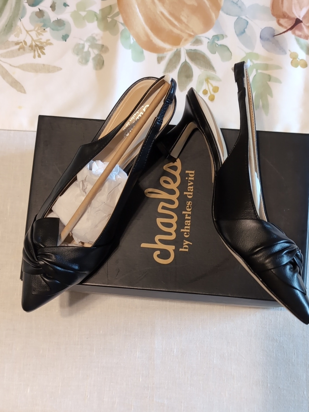 Charles by Charles David Black Knotted Slingback Pointed Pumps Sz 8.5 NIB